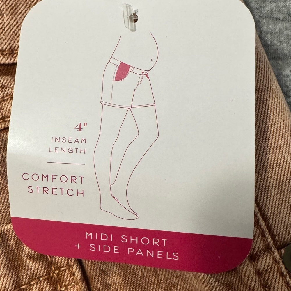 Isabel Maternity High Rise Midi Short with Side Panels Clay - Picture 10 of 10